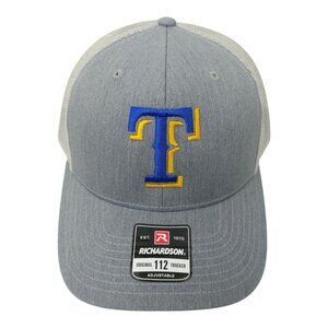 Blue Gold Embroidered T Logo Mesh Snapback Cap Trucker Baseball Hat Richardson